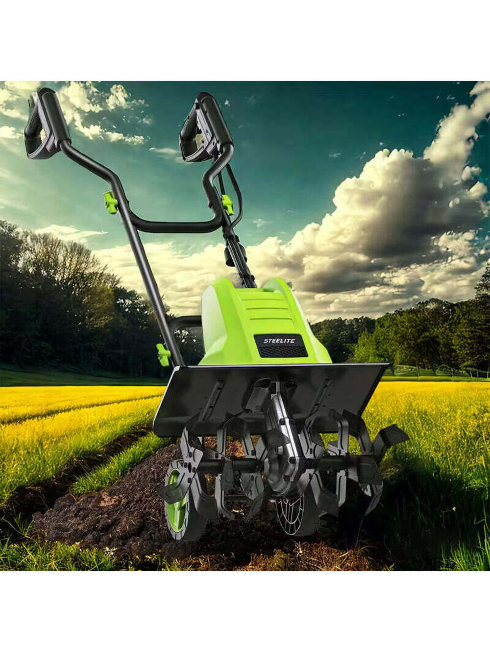 Deli Steelite 14" Corded Electric Tiller & Cultivator - 10-Amp Powerful Motor